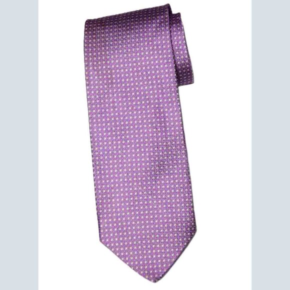 Brooks Brothers Italian Silk Tie Necktie Purple White Check Men's - Picture 1 of 1